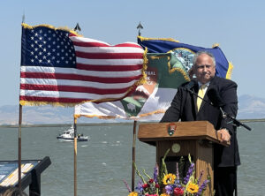 Secretary of the US Navy Carlos Del Toro speaking at Port Chicago Commemoration event.